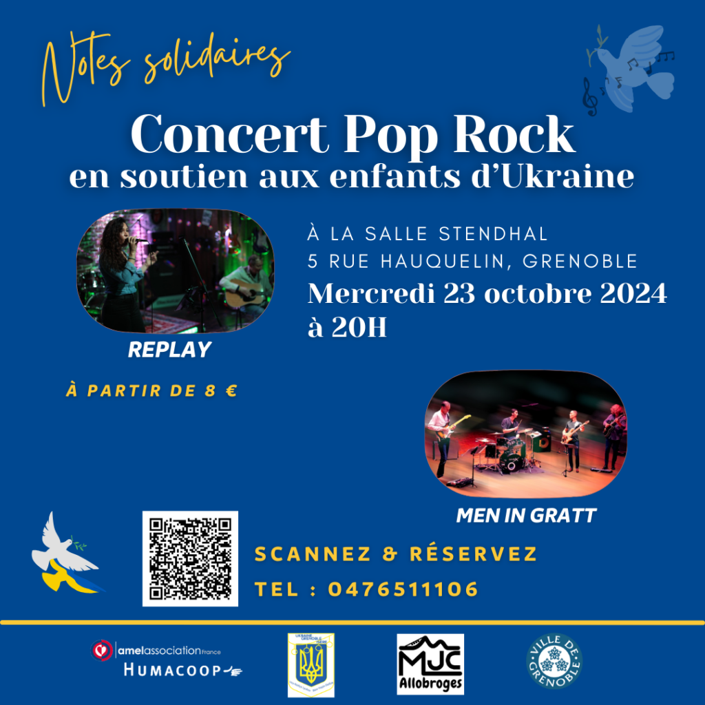 CONCERT Notes solidaires le 23 octobre 2024 à 20h Salle Stendhal Grenoble